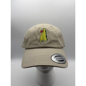 Yupoong Golf Dad Hat Beige Strapback Embroidered Green Flag One Size‎ Mens